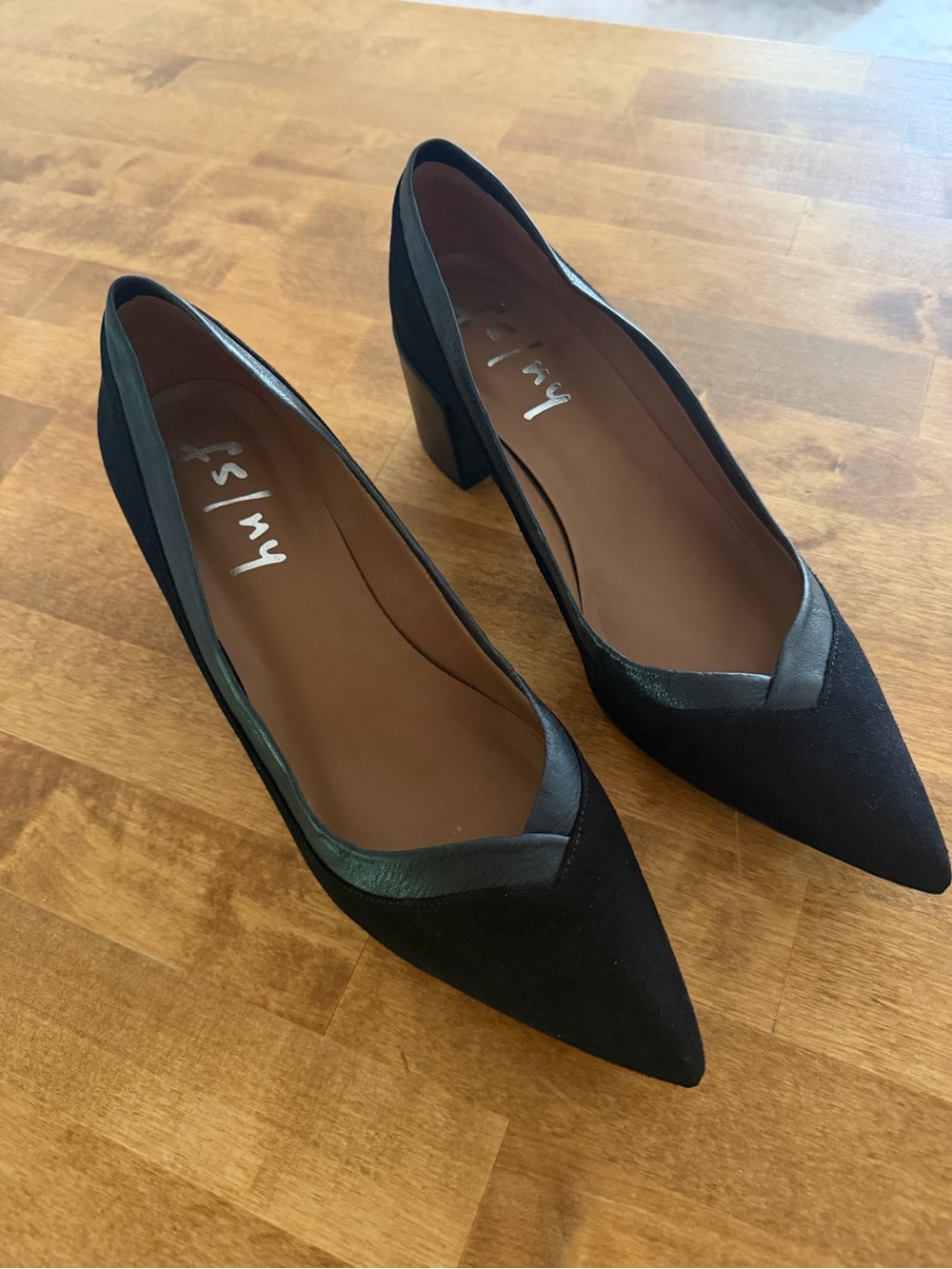 FS | NY French Sole Point Toe Block Heels Size 7.5 - Picture 5 of 7